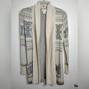 Yes/Lola (Size M) Multicolored Tribal Pattern Slip Pockets Open Front Cardigan
